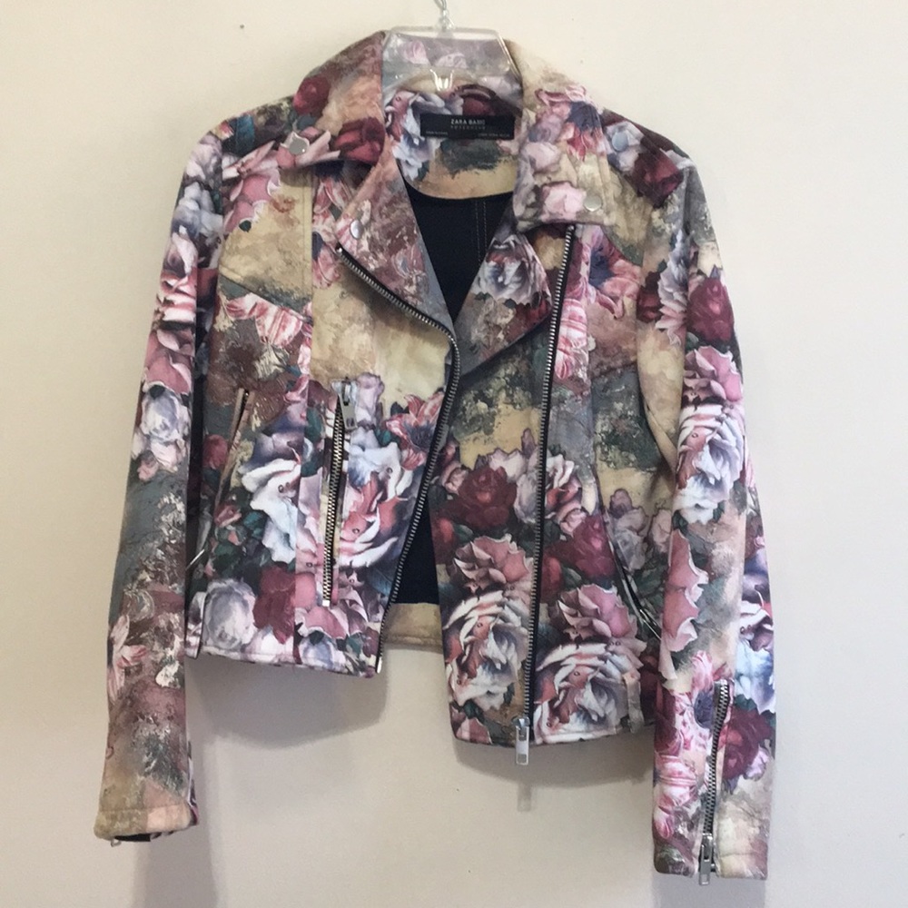Zara Floral Biker Jacket